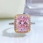 Anel Quadrado de Prata S925 com Micro-Incrustações de Diamante. Elegância e brilho em um design sofisticado, perfeito para realçar seu estilo — foto 7