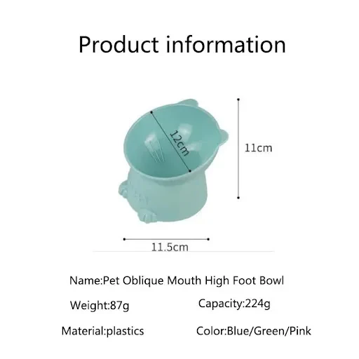 Pet Bowl Water Food Feeding Dish Plate Pet Supplies Cartoon Cat Shape Tilted Anti-overturn Raised Base Protect Cervical — photo 1
