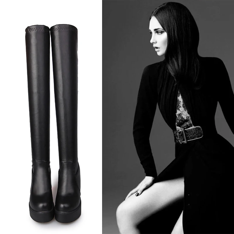 Botas femininas longas over the knee, com solado grosso e altura interna, elevando seu estilo e proporcionando conforto! — foto 1