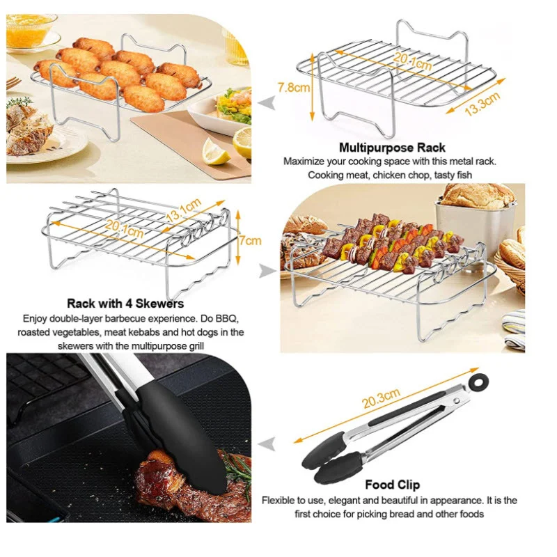 Title 2, Air Fryer Accessories Rectangular Set Double Po...