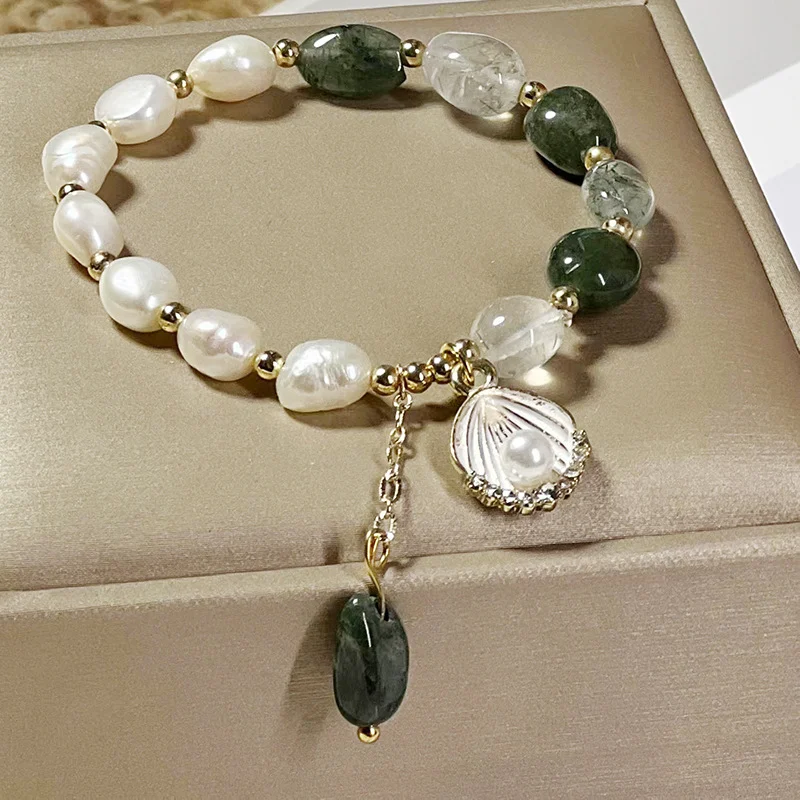 Bracelet cristaux naturels Quartz Vert Rutilé Design original Style coréen Perles pour femmes — photo 1