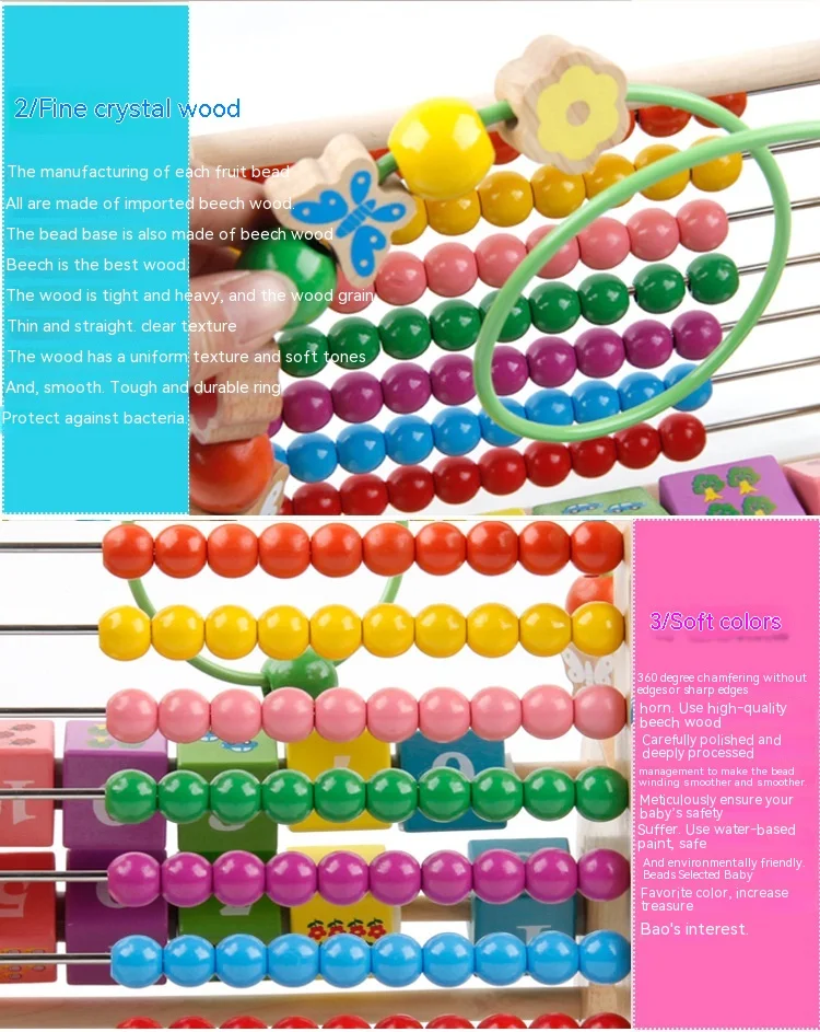 Children's Wooden Percussion Piano with Beaded Toys. Encourages creativity, develops fine motor skills and provides musi — photo 7