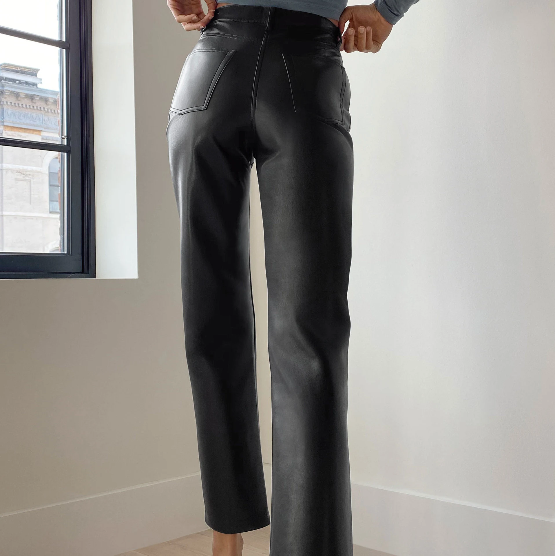 Women's French Temperament All-match Leather Pants for versatile styling. Effortlessly chic and comfortable, these leath — photo 2
