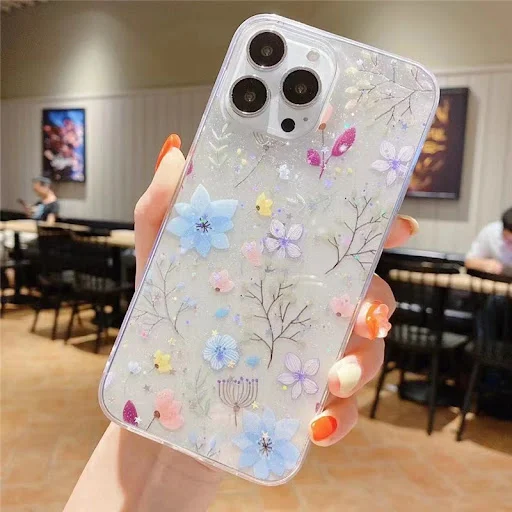 Title 4, Small Floral Glitter Epoxy Phone Case, offering...