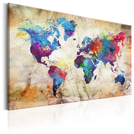 Title 3, Dipinto murale HD Mappa del Mondo per decorazio...