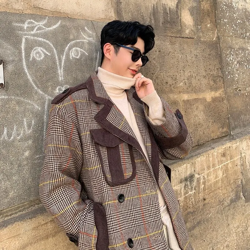 Striped wool and contrast woolen coat offering warmth and style. A perfect winter coat with an elegant design and comfor — photo 7
