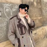 Striped wool and contrast woolen coat offering warmth and style. A perfect winter coat with an elegant design and comfor — photo 7