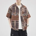 Camisa japonesa retrô masculina de verão, folgada, manga curta. Conforto e estilo vintage para o homem moderno. Perfeita para o verão. — foto 5