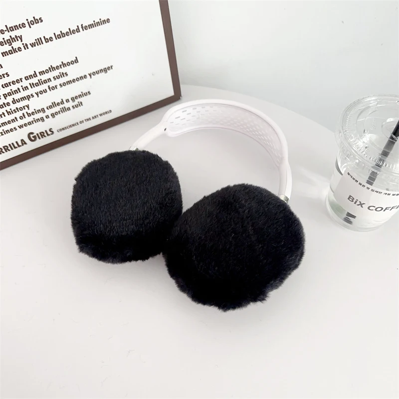 Custodia per cuffie montata sulla testa con stampa leopardata a tinta unita e in peluche, protegge le tue cuffie con stile e morbidezza. — foto 3