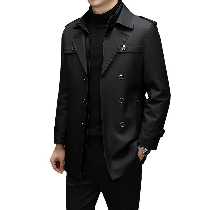 Men's Mid-length Duster Coat with Detachable Liner and Cotton Belt. Versatile outerwear for comfort and style. — photo 5