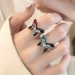 Anel de abertura de borboleta com óleo pingando para mulheres. Design floral elegante, ajuste ajustável, perfeito para presentes. Joia feminina. — foto 1
