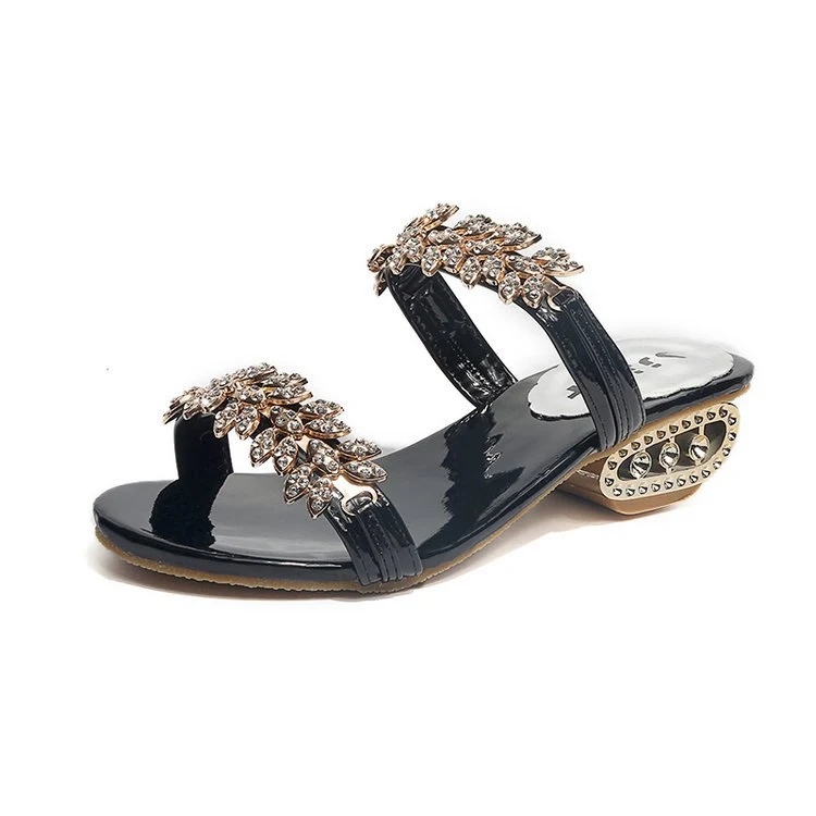 Damen Mid Heel Sandalen mit Strasssteinen. Stilvolle Schuhe für besondere Anlässe. Erleben Sie Komfort und funkelnden Glamour. — foto 1