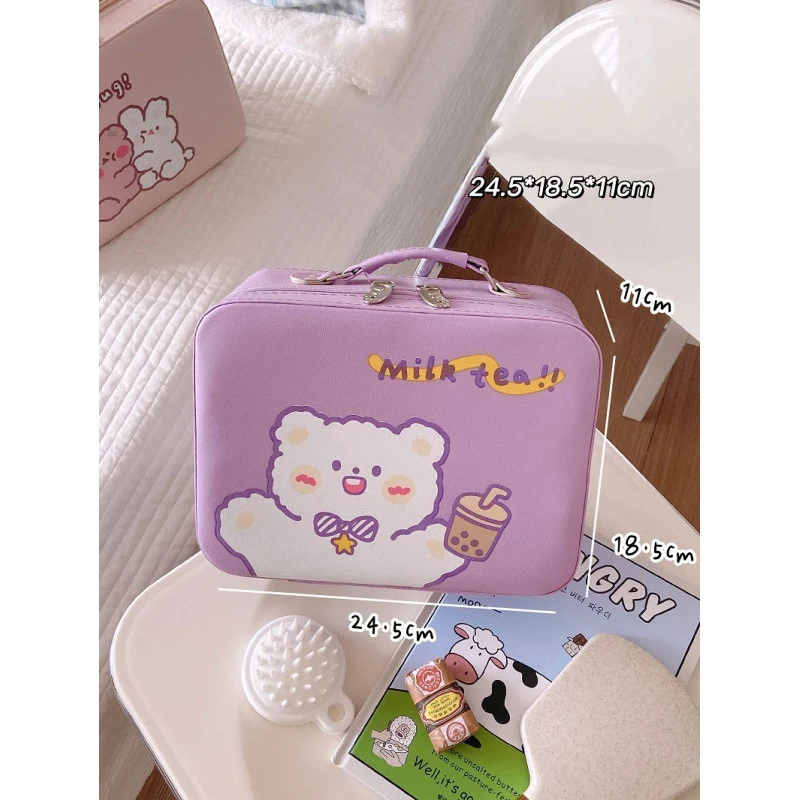Bolsa de cosméticos fofa feminina portátil para viagem, com grande capacidade para organizar e transportar todos os seus produtos de beleza e maquiagem. — foto 6