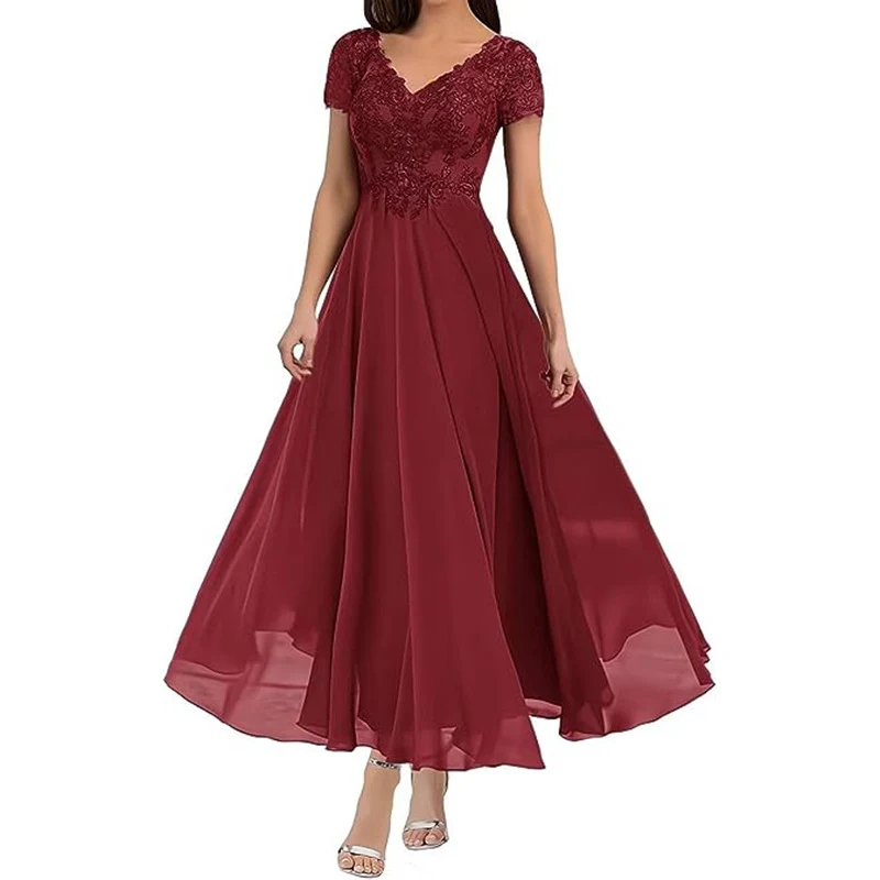 Title 5, New Short Sleeve Sexy Long Evening Dress
