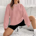 Maglione girocollo casual a maniche lunghe a nido d'ape da donna — foto 7