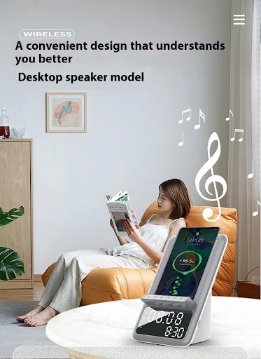Title 5, Creative Clock Wireless Charging Bluetooth Spea...