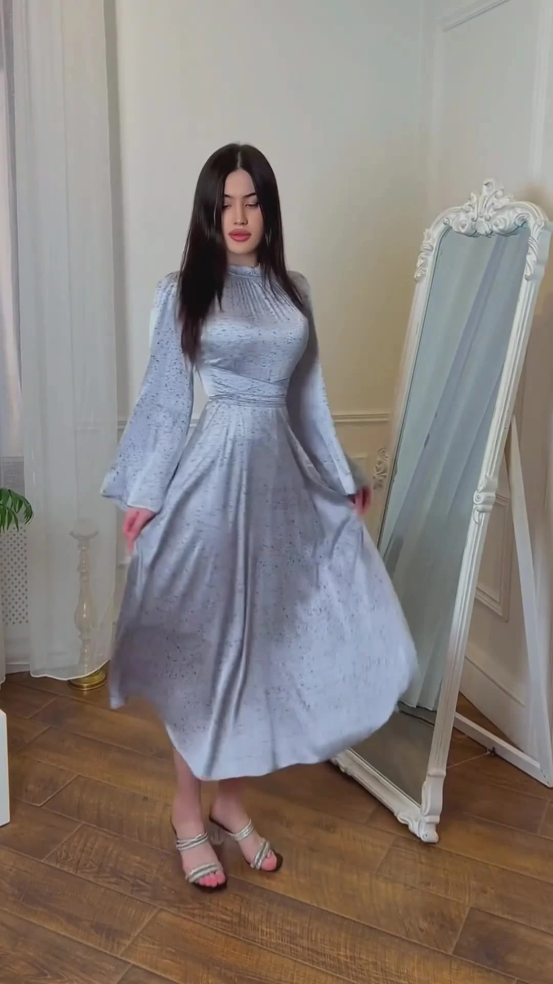 Women's Satin Printed Shu Feng Dress — photo 2