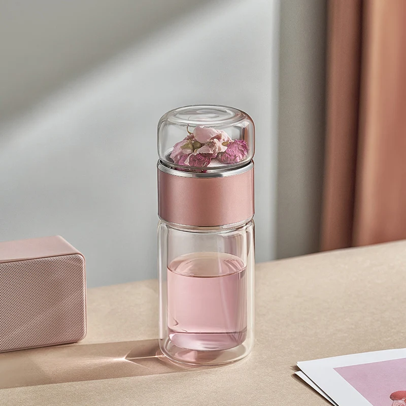 Portable Tea And Water Separation Double-Layer Glass. Enjoy your tea and water separately on the go. Perfect for travel — photo 1