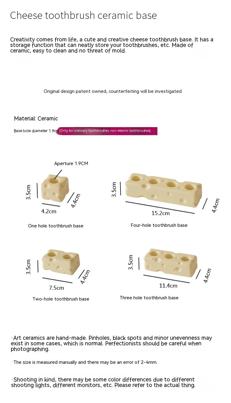 Cheese Porous Ceramic Toothbrush Holder, keeps toothbrushes dry and clean, ideal for bathroom organization, unique desig — photo 3