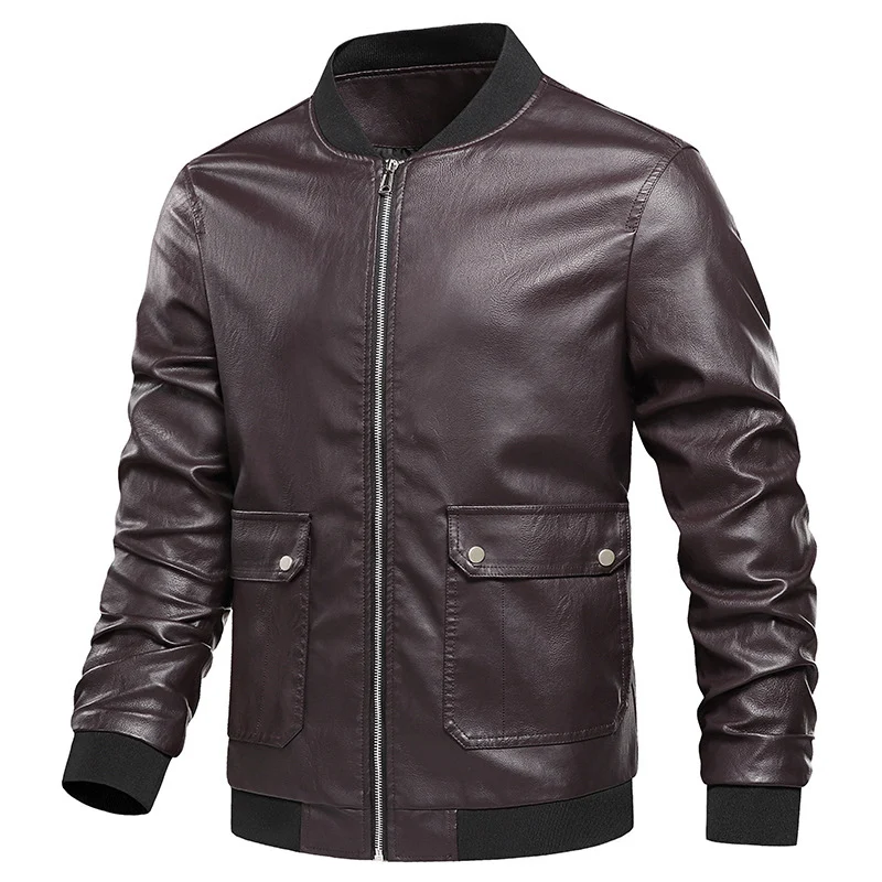 Title 1, Jaqueta de moto masculina em couro PU, cor sóli...