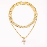 Colar Pingente Cruz Zircônia Hip Hop Corrente Cubana Miami Completa Iced Out Strass Brilhante Colares para Rapper. — foto 7