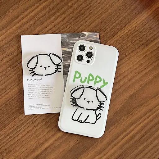 Title 6, Anti-fall Simple Strokes Puppy Phone Case, prot...