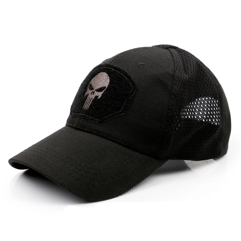 Boné de beisebol camuflado caveira tático militar para esportes ao ar livre Chapéu de velcro, tela e aba solar perfeito para sol e atividades — foto 19
