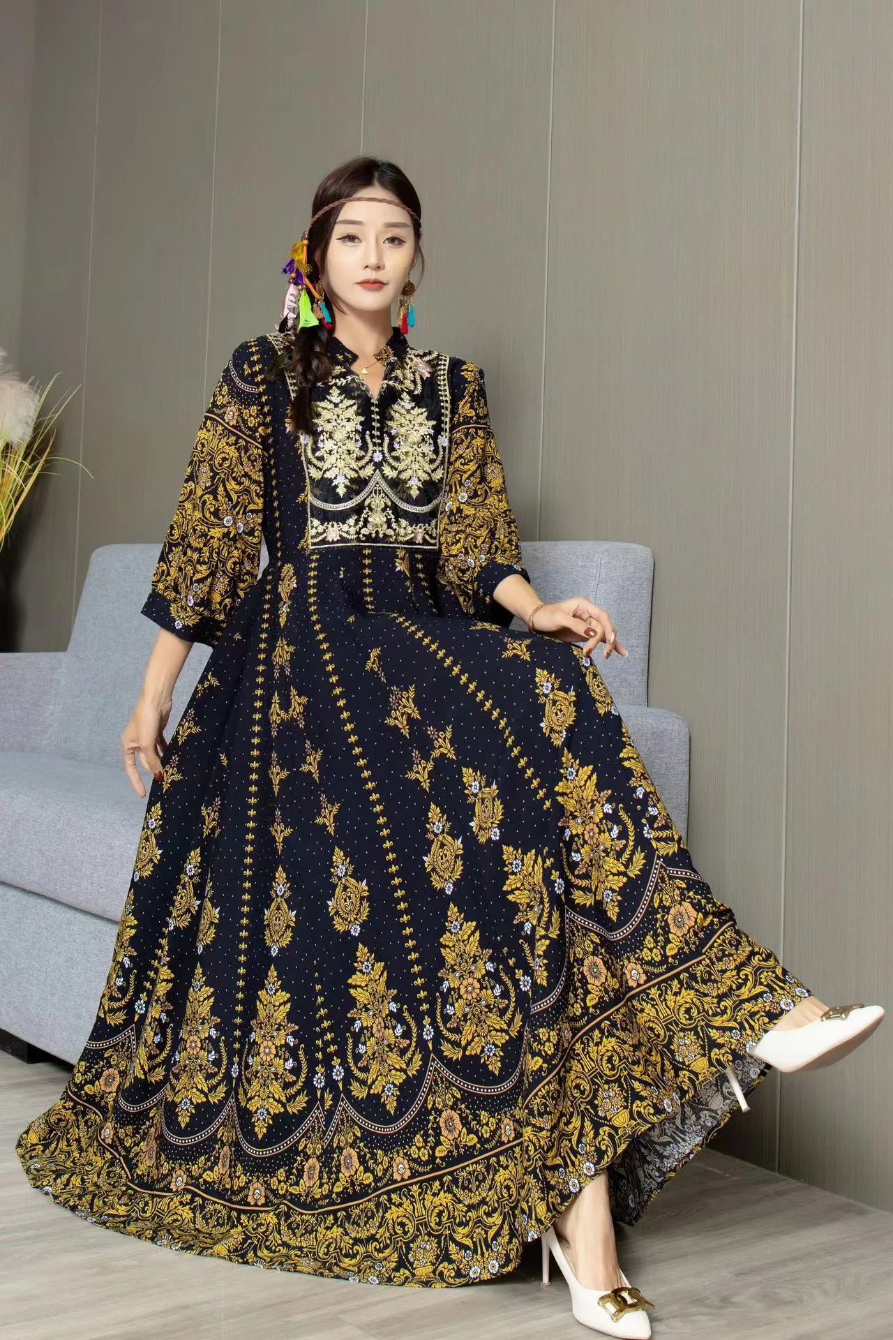 Title 1, Womens Fashion Embroidery Ethnic Style Dress. ...