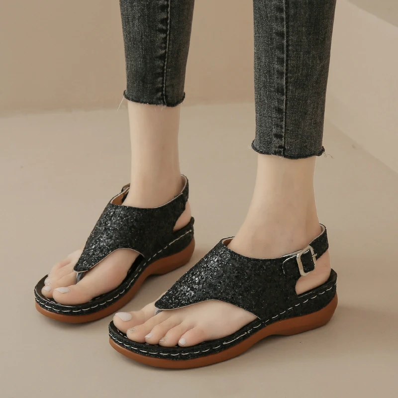 Plus size casual wedge sandalen voor dames, teenslippers met open teen, comfortabel en stijlvol voor dagelijks gebruik. — foto 7