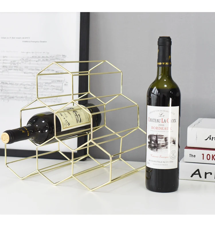 Title 1, Creative Geometric Wine Rack Metal Simple House...