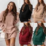 Herfst en winter nieuwe dames effen kleur casual sport hoodie trui — foto 9
