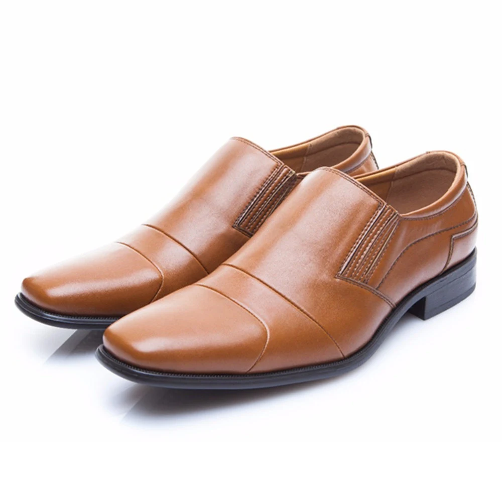 Men's European Style Leather Shoes with Square Toe and Elastic Feet for all-day comfort and a refined look. — photo 4