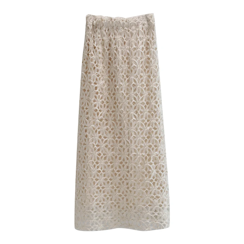 Saia Midi Decorativa Tridimensional de Cor Sólida com Temperamento Elegante, Ideal para um Visual Sofisticado e Confortável em Qualquer Ocasião. — foto 3
