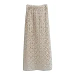 Saia Midi Decorativa Tridimensional de Cor Sólida com Temperamento Elegante, Ideal para um Visual Sofisticado e Confortável em Qualquer Ocasião. — foto 3