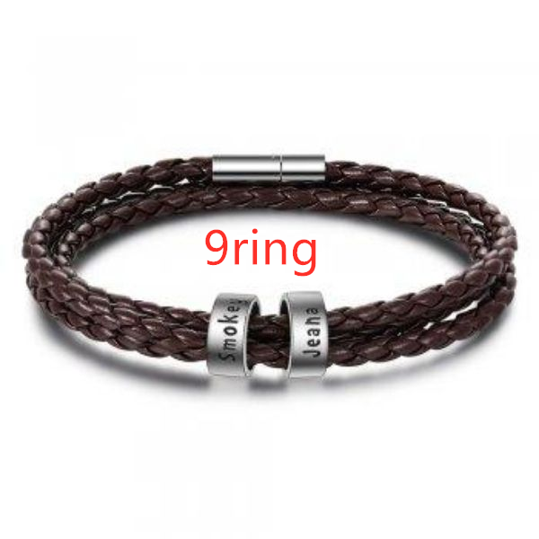 Pulseira de couro genuíno personalizada de mensagens de aço inoxidável — foto 82