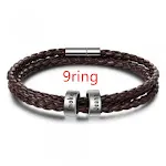 Pulseira de couro genuíno personalizada de mensagens de aço inoxidável — foto 82