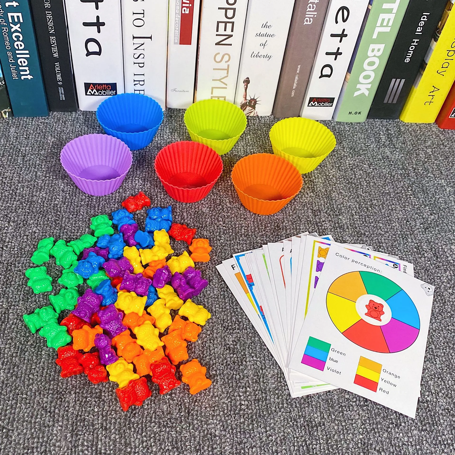 Copos de Muffin Arco-Íris Seis Cores com Peso Brinquedos Educativos para Crianças Desenvolve Habilidades e Estimula a Imaginação Infantil — foto 3