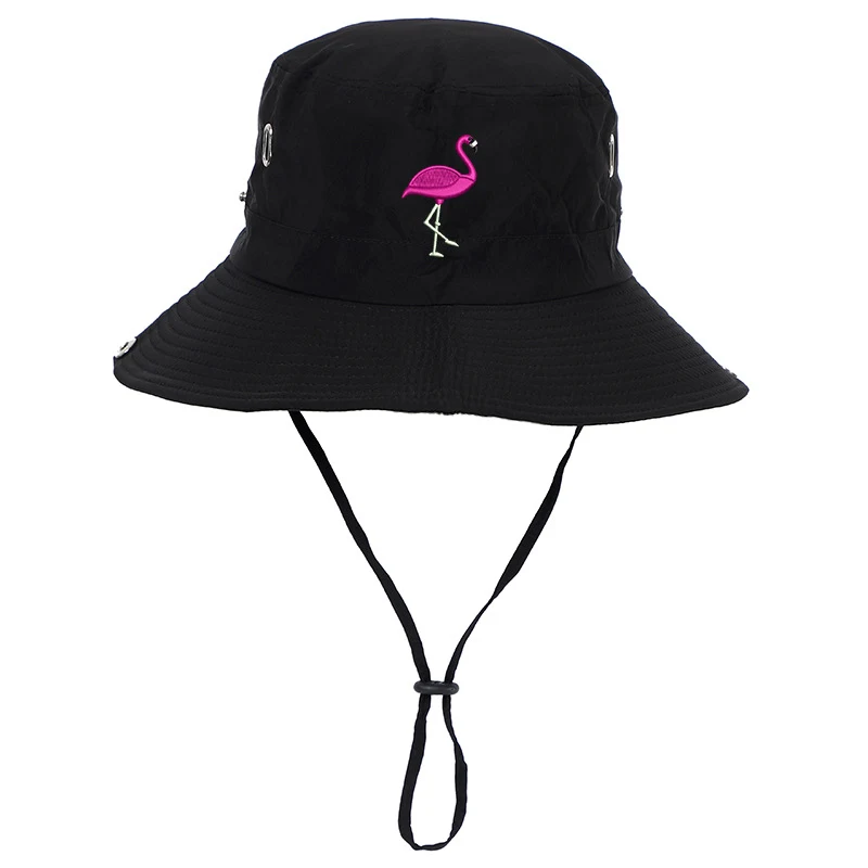 Flamingo Embroidered Fisherman Hat Sun Protection. Stay protected from the sun in style with this comfortable and fashio — photo 8