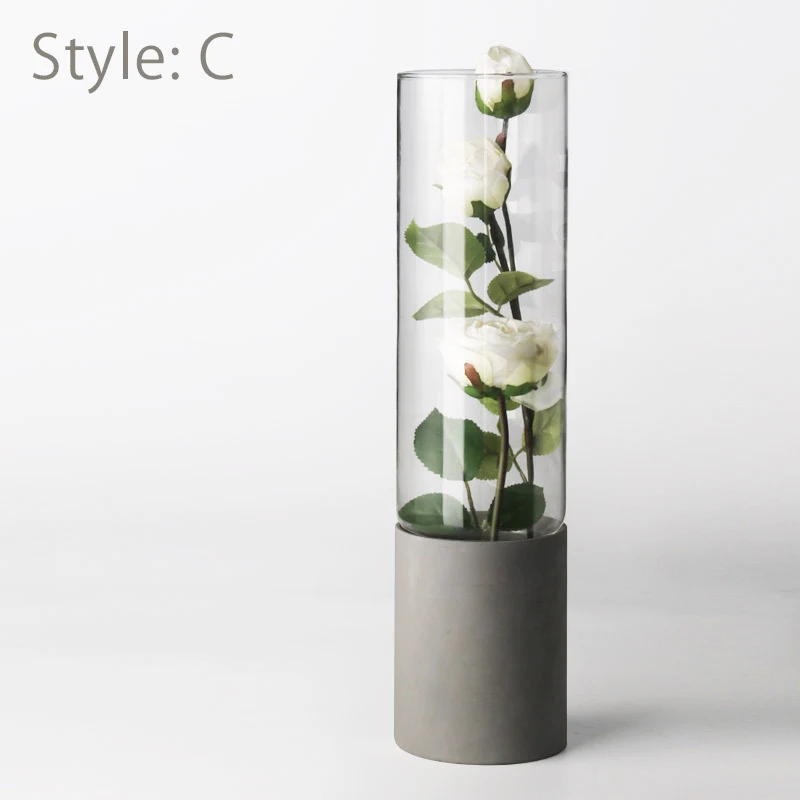 Title 1, Straight cement vase for modern floral arrangem...