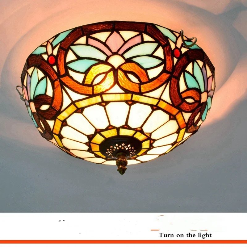 Mediterranean Retro Stained Glass Ceiling Lamp Warm and inviting lighting for dining rooms and living spaces. Elegant vi — photo 1