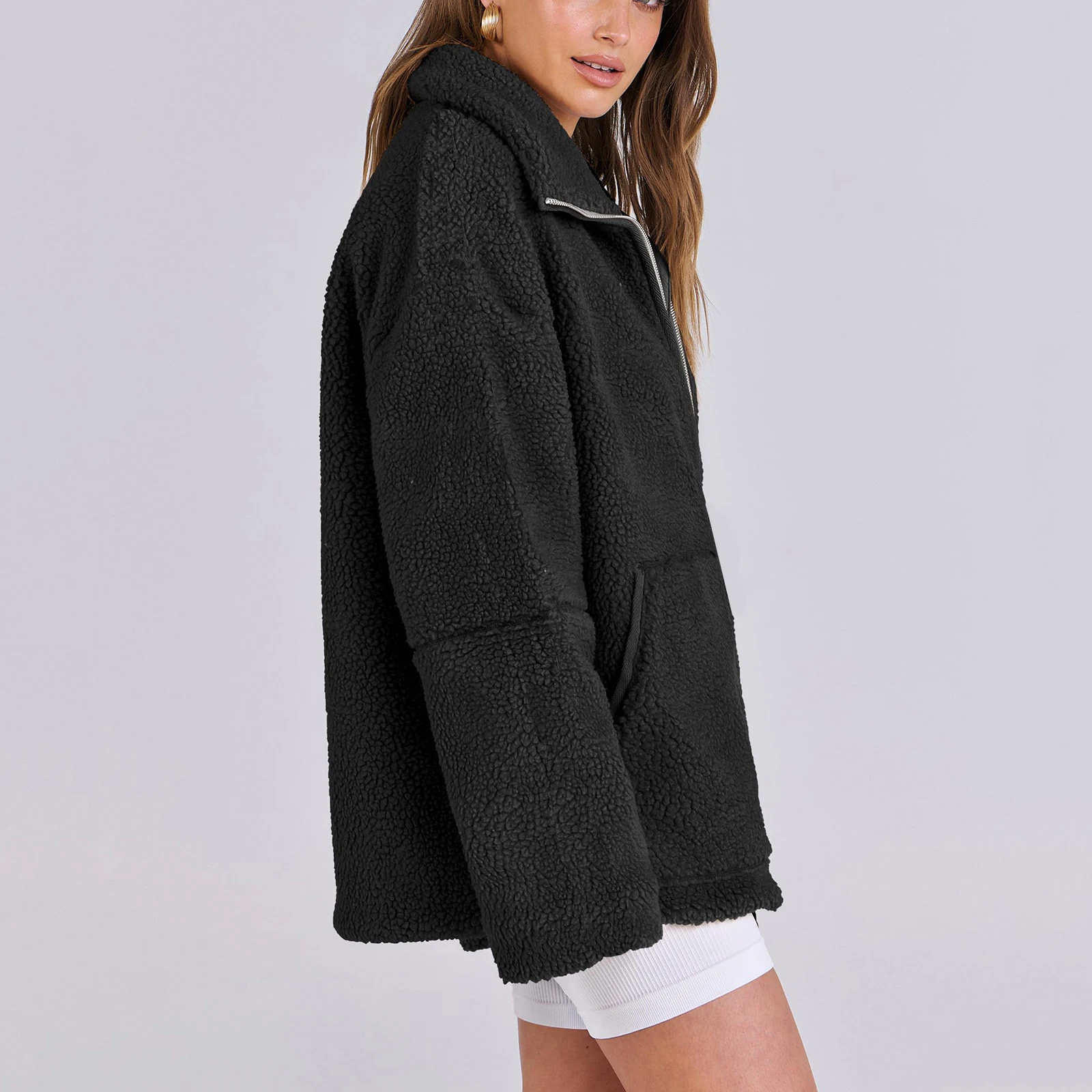 Title 6, Cappotto donna in lana dagnello tinta unita co...