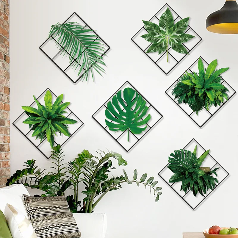 Title 3, Greenery Grid Wall Stickers for Dorm Bedroom, E...