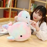 Peluche Narvalo Cartoon Colorato Morbido e Coccoloso Giocattolo per Bambini Regalo Perfetto Animali di Peluche per Divertimento e Compagnia — foto 4