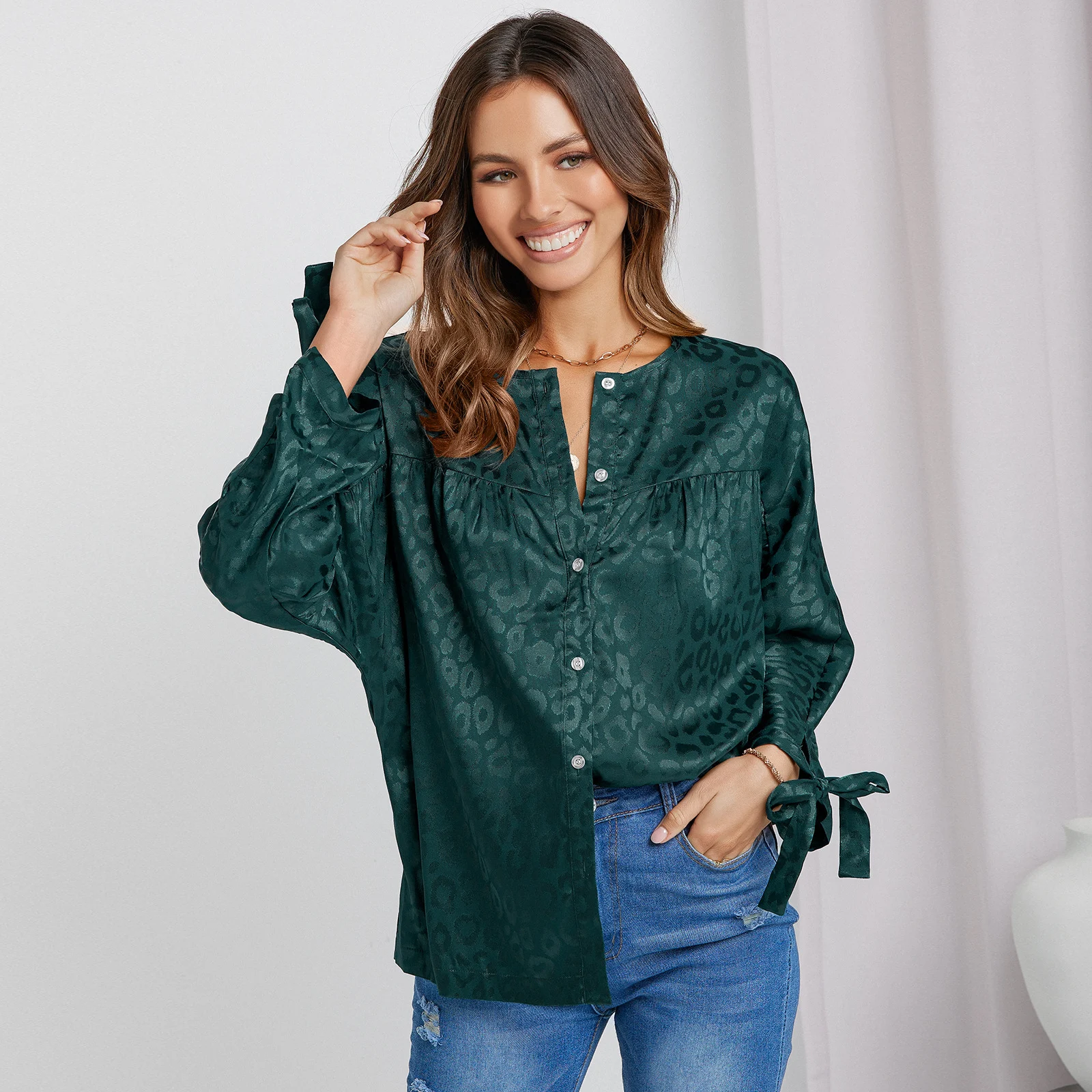 Title 3, Womens Fashion Casual Round Neck Print Shirt