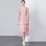 Color Positioning Embroidered High Waist Slimming Elegant Graceful Dress — photo 4