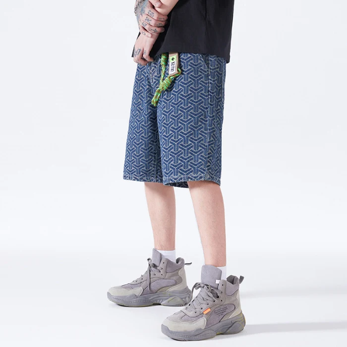 American High Street Jacquard Denim Shorts for men, comfortable and stylish summer shorts, durable and modern everyday w — photo 4