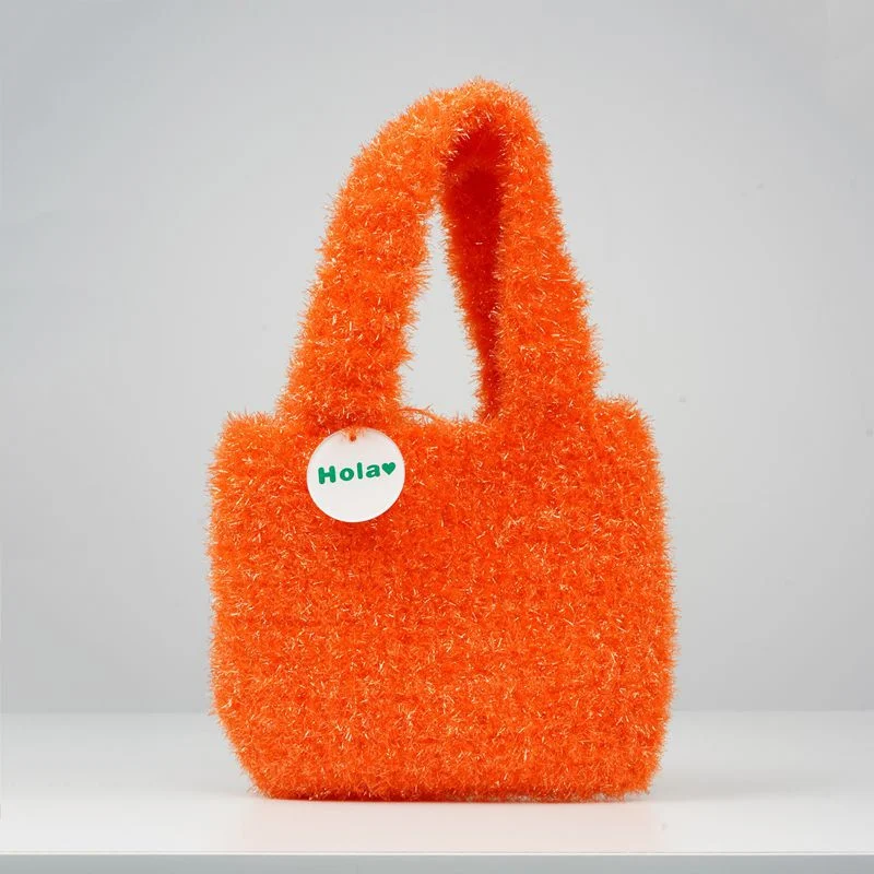 Bolsa de mão feminina de moda retrô, feita de tricô, elegante e charmosa para mulheres. Leve seus pertences com estilo e um toque vintage. — foto 2