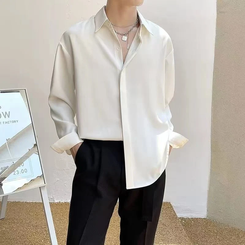 Men's Ice Silk Drape Long Sleeved Loose Casual Shirt, providing comfortable and breathable wear, perfect for everyday ca — photo 13