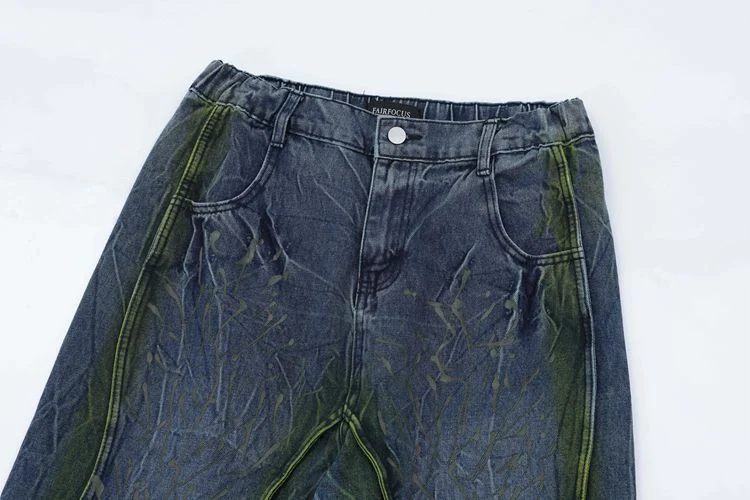 Title 9, Washed distressed tie-dyed flanging jeans. Expe...