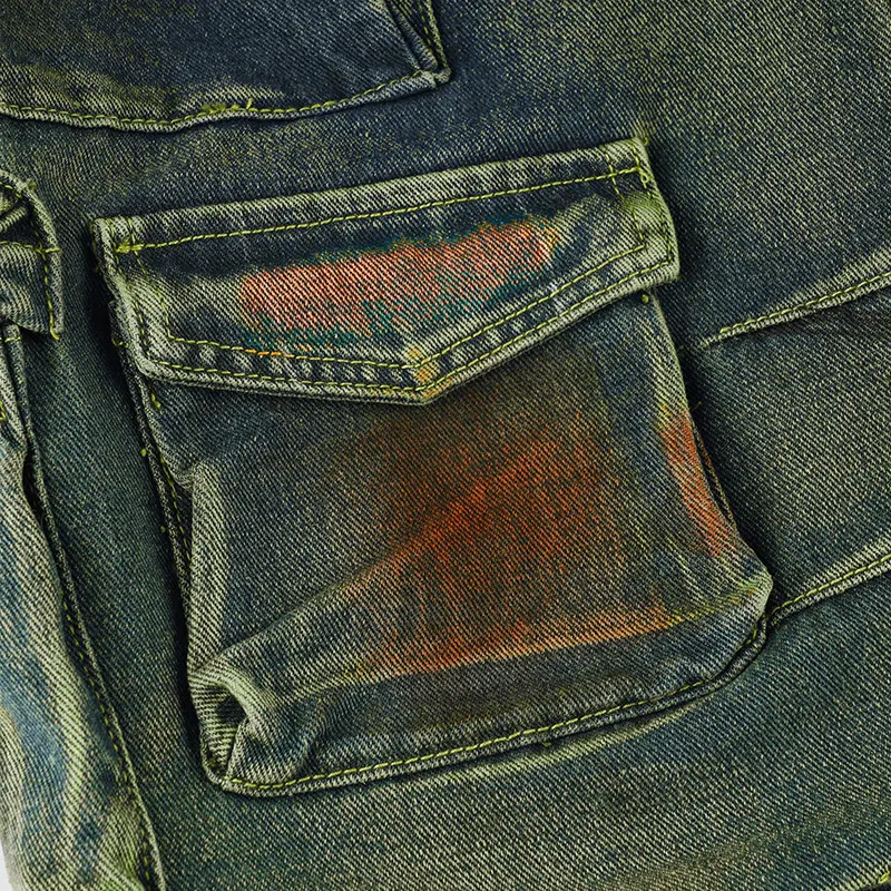 Title 8, Washed tie-dyed zipper button tight irregular o...